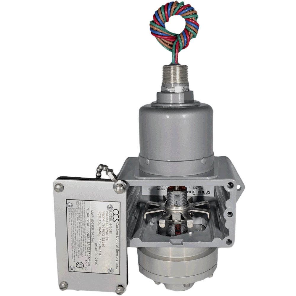 646GE1 Pressure Switch, Explosion-Proof, 0.4-16 PSI